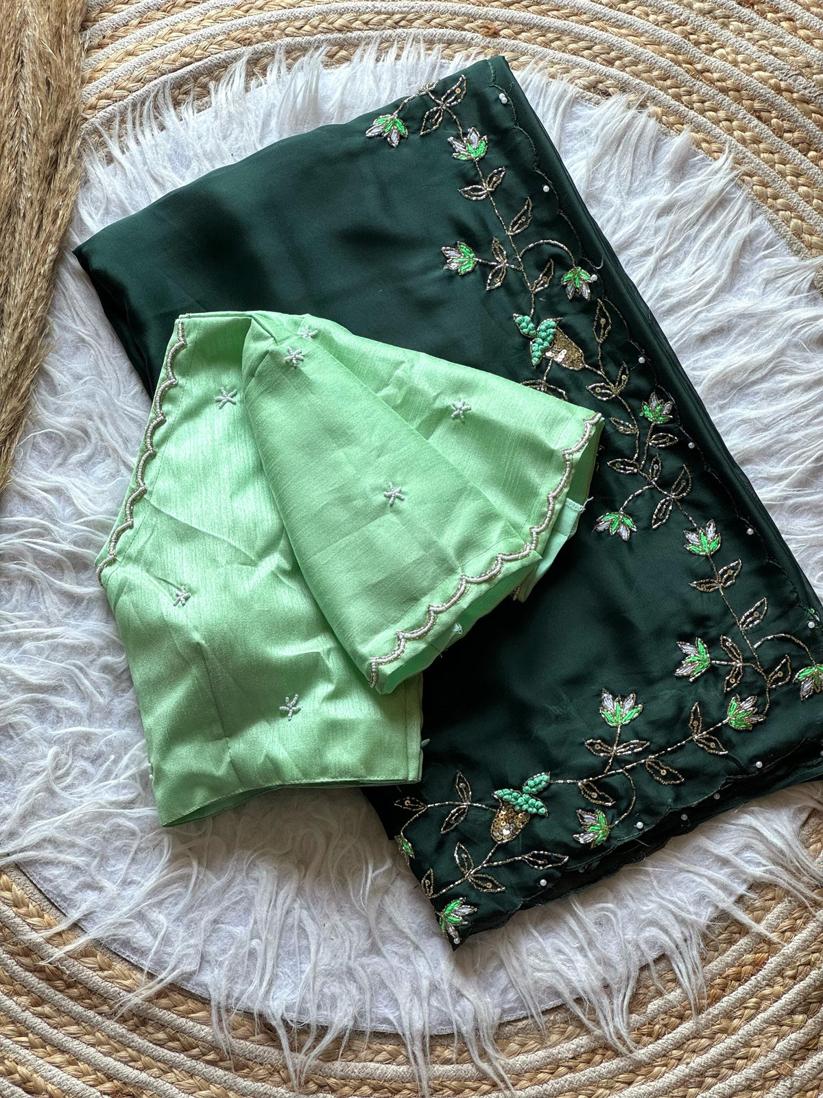Precious Vintage Green Saree