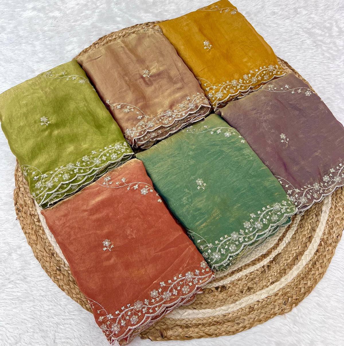 Manjari Tissue Silk Olive Saree