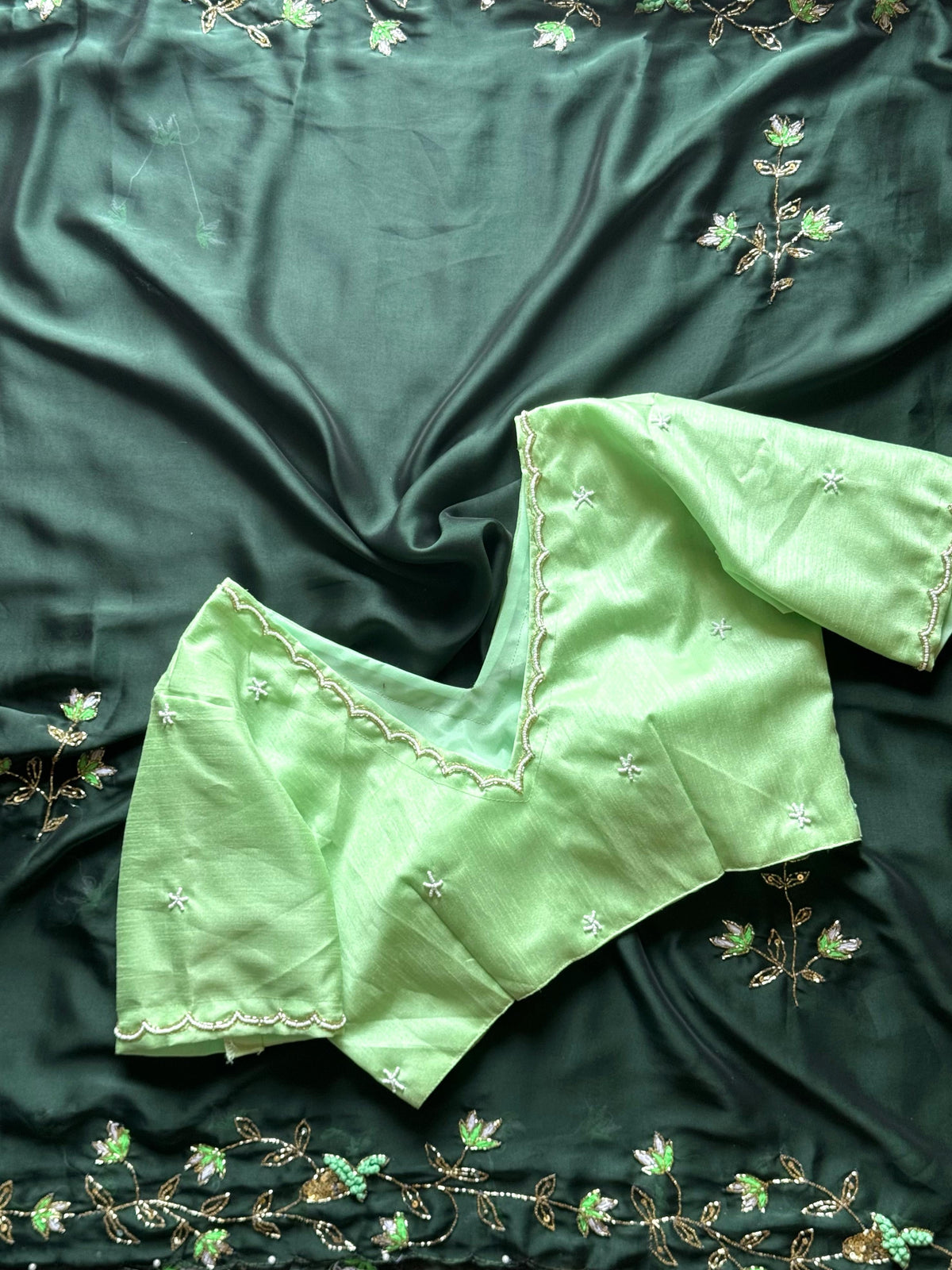 Precious Vintage Green Saree